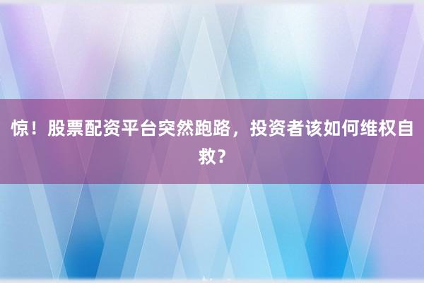惊！股票配资平台突然跑路，投资者该如何维权自救？