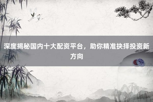 深度揭秘国内十大配资平台，助你精准抉择投资新方向