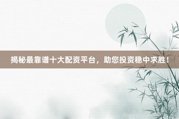 揭秘最靠谱十大配资平台，助您投资稳中求胜！