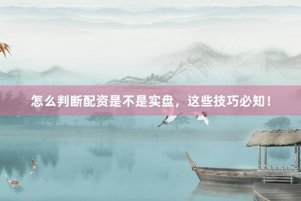 怎么判断配资是不是实盘，这些技巧必知！