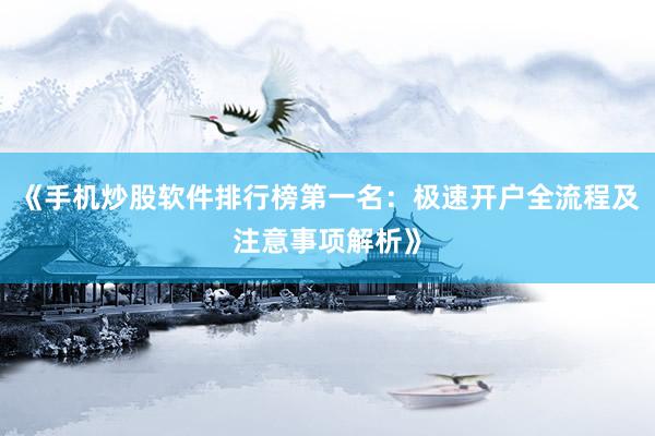 《手机炒股软件排行榜第一名：极速开户全流程及注意事项解析》