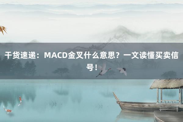 干货速递：MACD金叉什么意思？一文读懂买卖信号！
