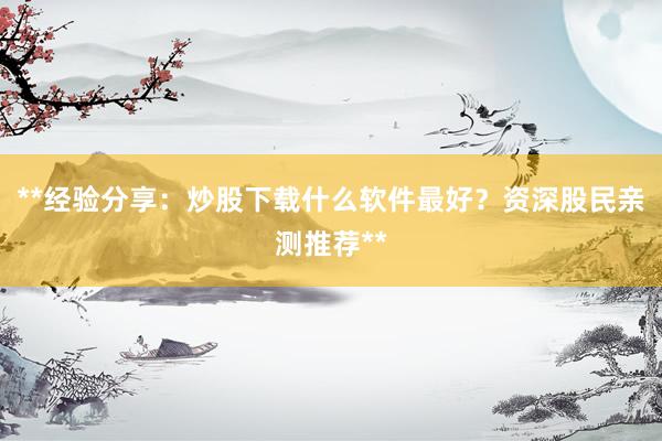 **经验分享:炒股下载什么软件最好?资深股民亲测推荐**
