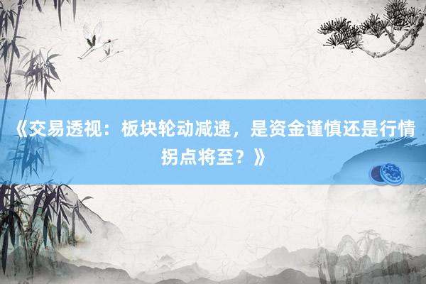 《交易透视:板块轮动减速,是资金谨慎还是行情拐点将至?》