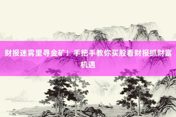 财报迷雾里寻金矿!手把手教你买股看财报抓财富机遇
