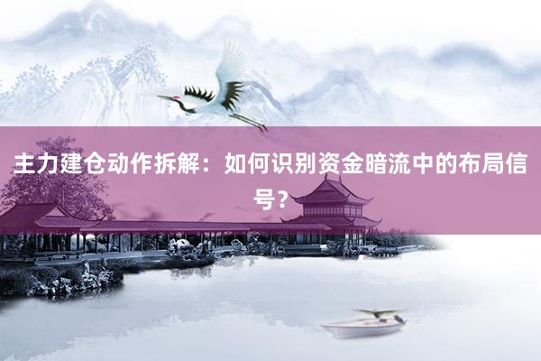 主力建仓动作拆解：如何识别资金暗流中的布局信号？