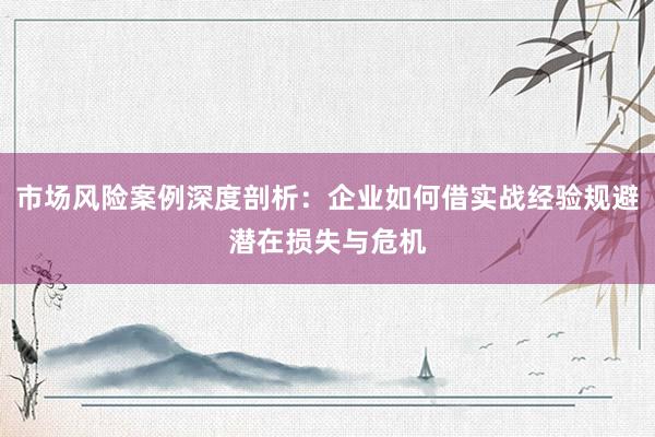 市场风险案例深度剖析:企业如何借实战经验规避潜在损失与危机