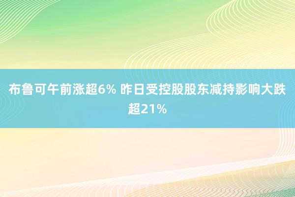 布鲁可午前涨超6% 昨日受控股股东减持影响大跌超21%