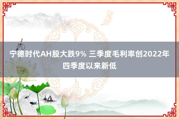 宁德时代AH股大跌9% 三季度毛利率创2022年四季度以来新低