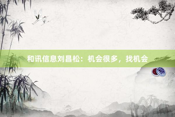 和讯信息刘昌松：机会很多，找机会